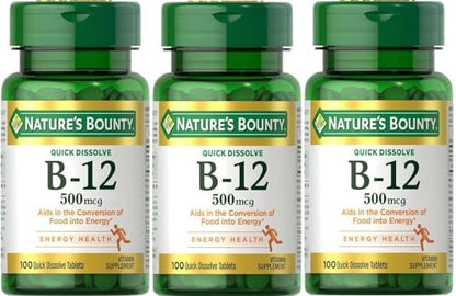 Nature's Bounty B-12 Schnell lösliche Tabletten 500 mcg, 300 Tabletten (3 x 100 Stück)