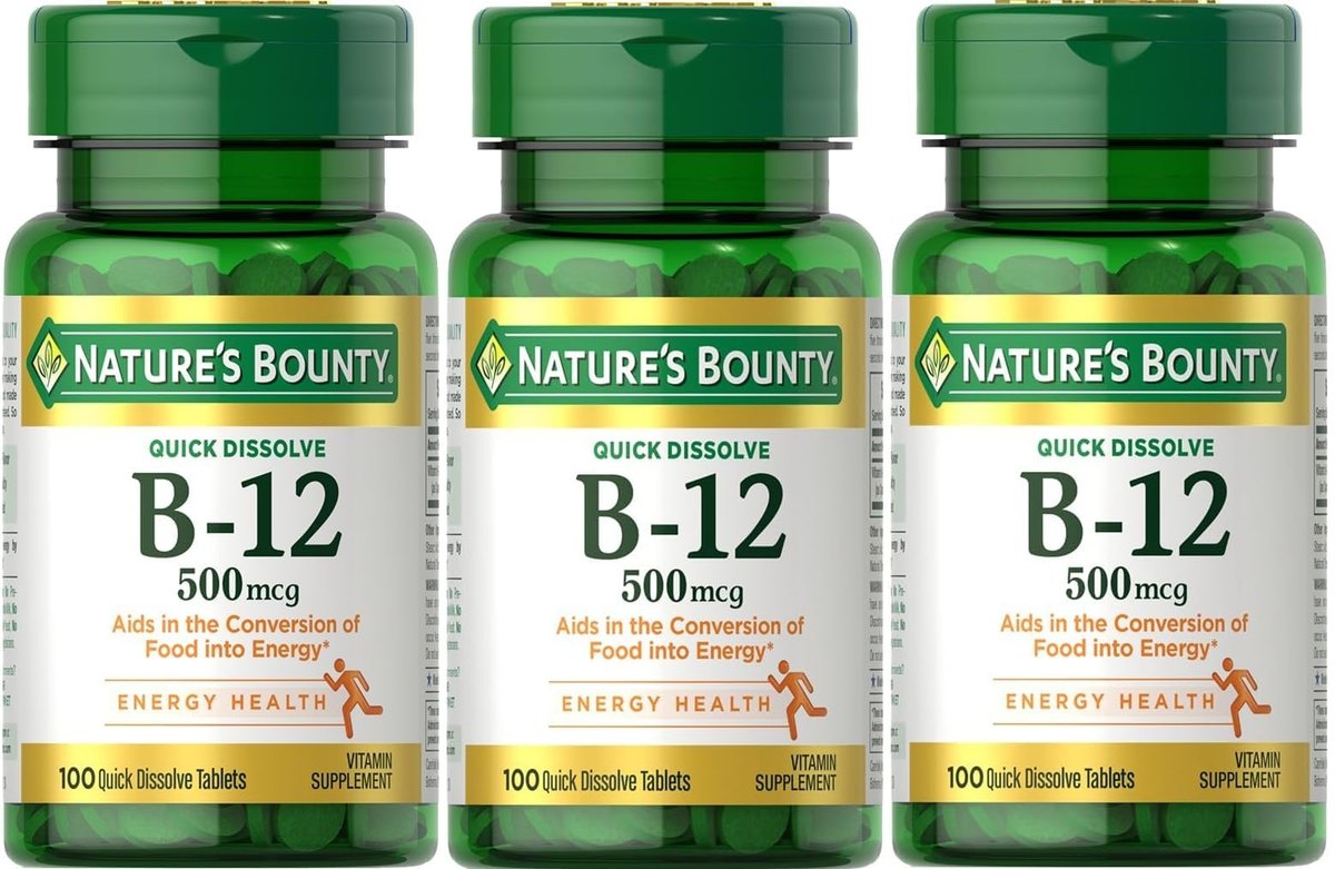 Nature's Bounty B-12 Schnell lösliche Tabletten 500 mcg, 300 Tabletten (3 x 100 Stück)