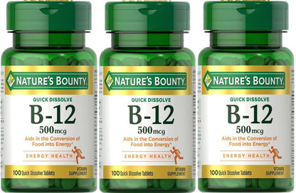 Nature's Bounty B-12 Schnell lösliche Tabletten 500 mcg, 300 Tabletten (3 x 100 Stück)