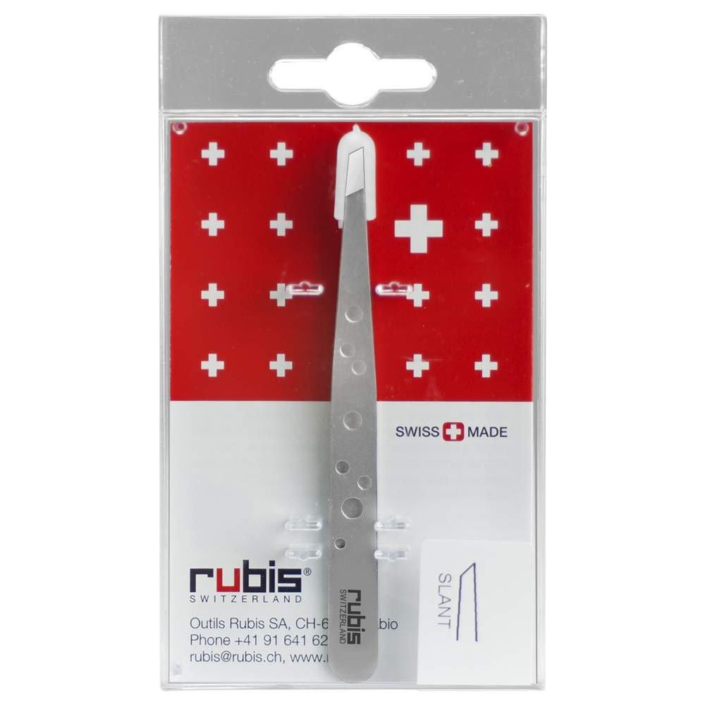 Rubis Hole Pattern Classic Edelstahl Schräge Pinzette für präzises Augenbrauen- und Haarentfernung, Die Eleganz-Kollektion, 1K111, Silber