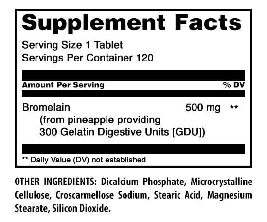 Amazing Formulas Bromelain 500 mg (300 GDU) Tabletten – 120 Stück, Non-GMO, Glutenfrei, Hergestellt in den USA