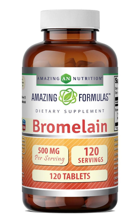 Amazing Formulas Bromelain 500 mg (300 GDU) Tabletten – 120 Stück, Non-GMO, Glutenfrei, Hergestellt in den USA