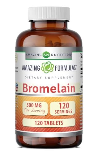 Amazing Formulas Bromelain 500 mg (300 GDU) Tabletten – 120 Stück, Non-GMO, Glutenfrei, Hergestellt in den USA