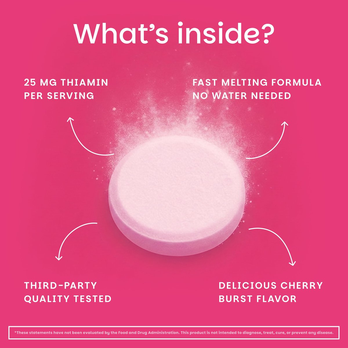 EZ Melts Vitamin B1 25 mg – Thiamin Lutschtabletten für Energie, Stress & Zellunterstützung – Kirschgeschmack – 90 Tabletten (45 Portionen)