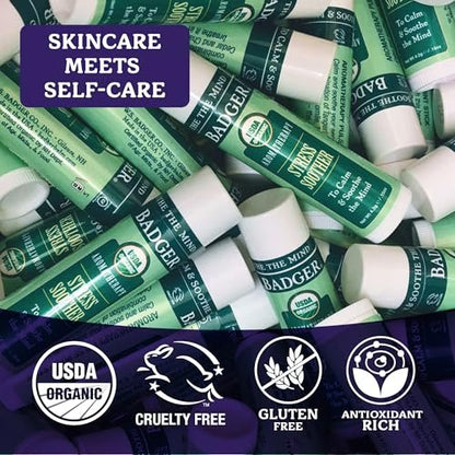 Badger Stress Soother Balsam – Bio-Öl-Aromatherapie-Stick zur Beruhigung des Geistes, 0,6 Unzen