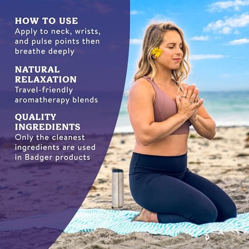 Badger Stress Soother Balsam – Bio-Öl-Aromatherapie-Stick zur Beruhigung des Geistes, 0,6 Unzen