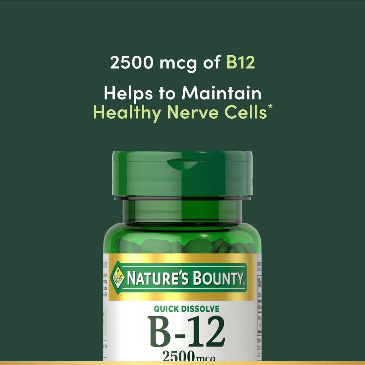 Nature’s Bounty Vitamin B12 2500 mcg – 75 Schnell lösliche Tabletten für Energie, Herz & Nervensystem