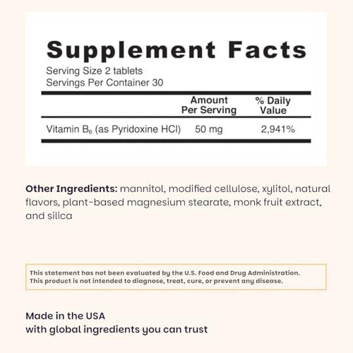 EZ Melts Vitamin B6 – Gehirn & Herz Gesundheit Supplement – Unterstützt den Energiestoffwechsel – Ohne künstliche Aromen – Nicht-GVO & Vegan – Orange Blast – 60 lösliche Tabletten (30 Portionen)