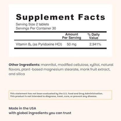 EZ Melts Vitamin B6 – Gehirn & Herz Gesundheit Supplement – Unterstützt den Energiestoffwechsel – Ohne künstliche Aromen – Nicht-GVO & Vegan – Orange Blast – 60 lösliche Tabletten (30 Portionen)