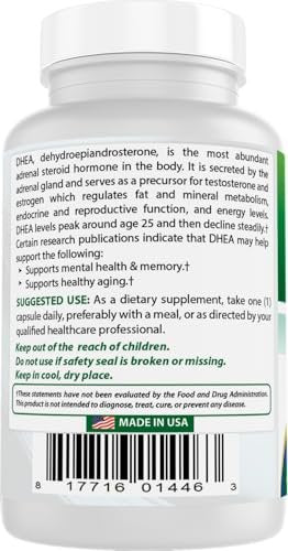 Best Naturals DHEA 100 mg – 60 Kapseln – Unterstützt ausgeglichene Hormonspiegel für Männer & Frauen – Fördert gesundes Altern – Hergestellt in den USA