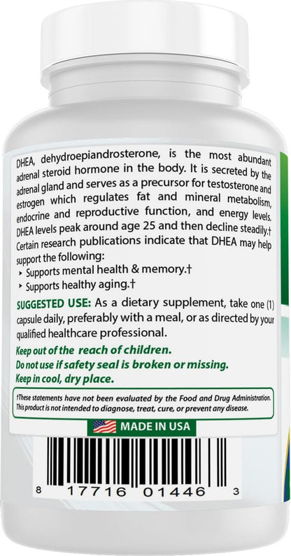 Best Naturals DHEA 100 mg – 60 Kapseln – Unterstützt ausgeglichene Hormonspiegel für Männer & Frauen – Fördert gesundes Altern – Hergestellt in den USA