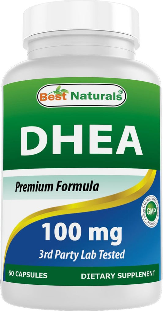 Best Naturals DHEA 100 mg – 60 Kapseln – Unterstützt ausgeglichene Hormonspiegel für Männer & Frauen – Fördert gesundes Altern – Hergestellt in den USA