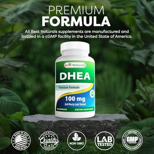 Best Naturals DHEA 100 mg – 60 Kapseln – Unterstützt ausgeglichene Hormonspiegel für Männer & Frauen – Fördert gesundes Altern – Hergestellt in den USA