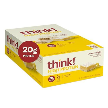 think! Protein Riegel – Lemon Delight, glutenfrei, koscher, 10er Pack (2,1 oz pro Riegel)