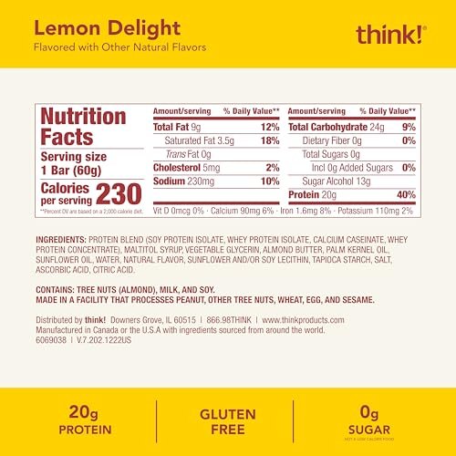 think! Protein Riegel – Lemon Delight, glutenfrei, koscher, 10er Pack (2,1 oz pro Riegel)