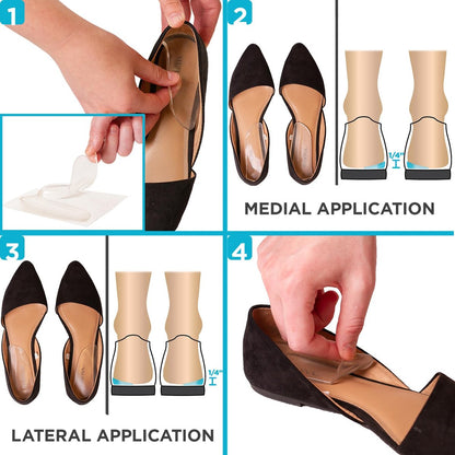 BraceAbility Mediale & Laterale Fersenkeil Silikon Einlegesohlen (Paar) - Korrektur von Supination & Pronation, selbstklebende Schuheinlagen für Fußausrichtung, Knieschmerzen, O-Beine, Arthrose