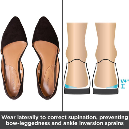 BraceAbility Mediale & Laterale Fersenkeil Silikon Einlegesohlen (Paar) - Korrektur von Supination & Pronation, selbstklebende Schuheinlagen für Fußausrichtung, Knieschmerzen, O-Beine, Arthrose