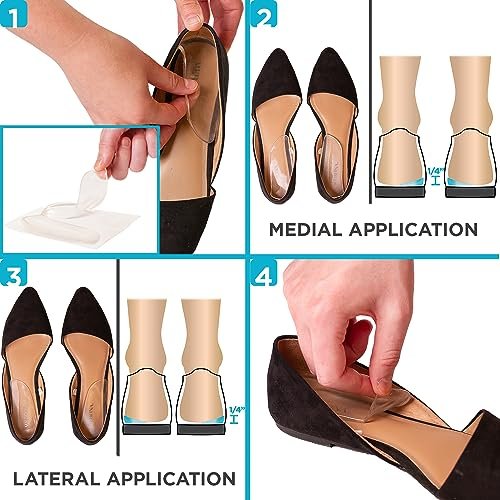 BraceAbility Mediale & Laterale Fersenkeil Silikon Einlegesohlen (Paar) - Korrektur von Supination & Pronation, selbstklebende Schuheinlagen für Fußausrichtung, Knieschmerzen, O-Beine, Arthrose