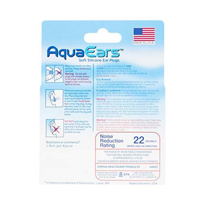 Aqua Ears® Weiche formbare Ohrstöpsel, 18 Paar, Silikon, Transparent