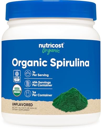 Nutricost Bio Spirulina Pulver 454g (1LB) - Reines, zertifiziertes Bio-Spirulina