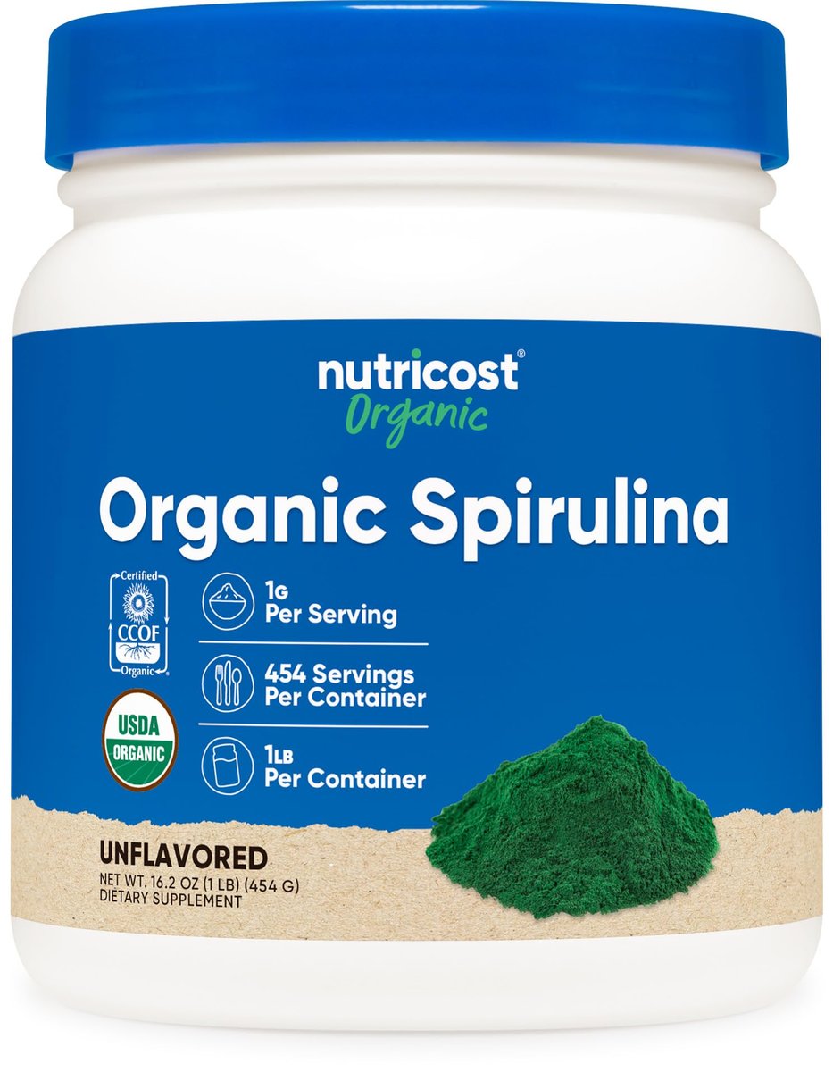Nutricost Bio Spirulina Pulver 454g (1LB) - Reines, zertifiziertes Bio-Spirulina