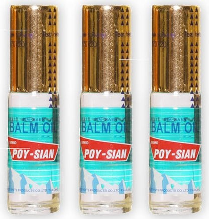 POY-SIAN Thai PIM-Saen Balsamöl 5ml Roll-On (3er-Pack) – Traditionelles Kräuteröl aus Thailand