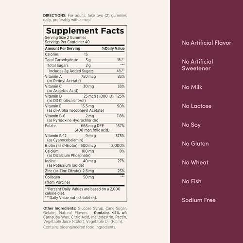 Nature's Bounty Optimal Solutions Frauen Multivitamin Gummis – Himbeergeschmack, 80 Stück, Immunsystem & Knochengesundheit