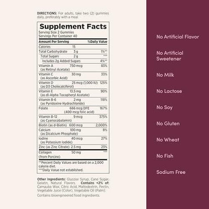 Nature's Bounty Optimal Solutions Frauen Multivitamin Gummis – Himbeergeschmack, 80 Stück, Immunsystem & Knochengesundheit