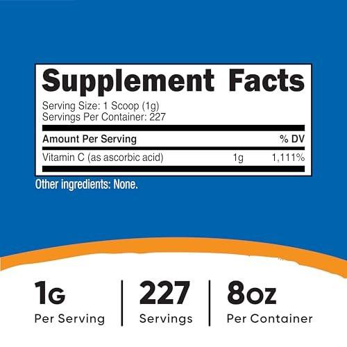 Nutricost Ascorbinsäure Pulver (Vitamin C) 0,5 Pfund (227 g)