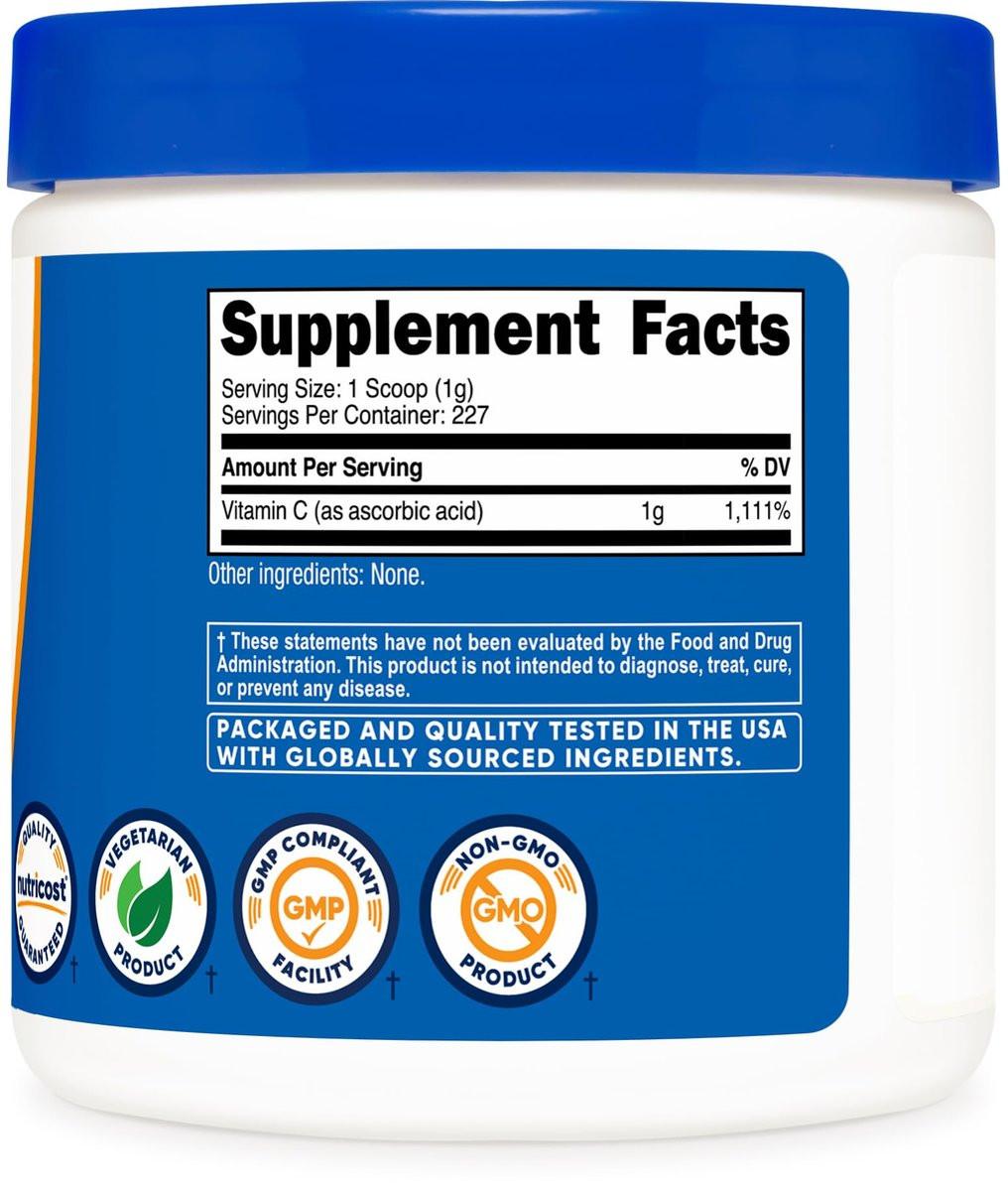 Nutricost Ascorbinsäure Pulver (Vitamin C) 0,5 Pfund (227 g)