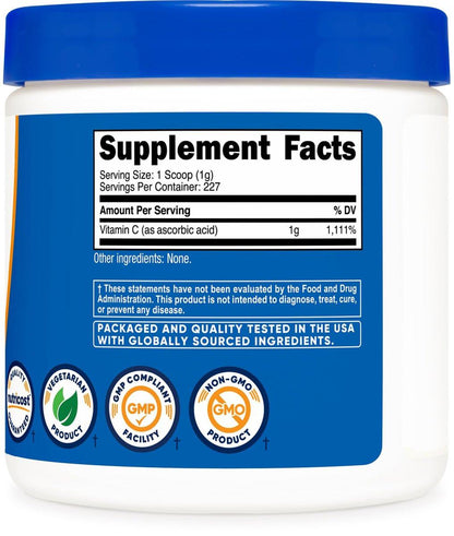 Nutricost Ascorbinsäure Pulver (Vitamin C) 0,5 Pfund (227 g)
