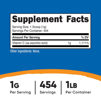 Nutricost Reine Ascorbinsäure Pulver (Vitamin C) 500g