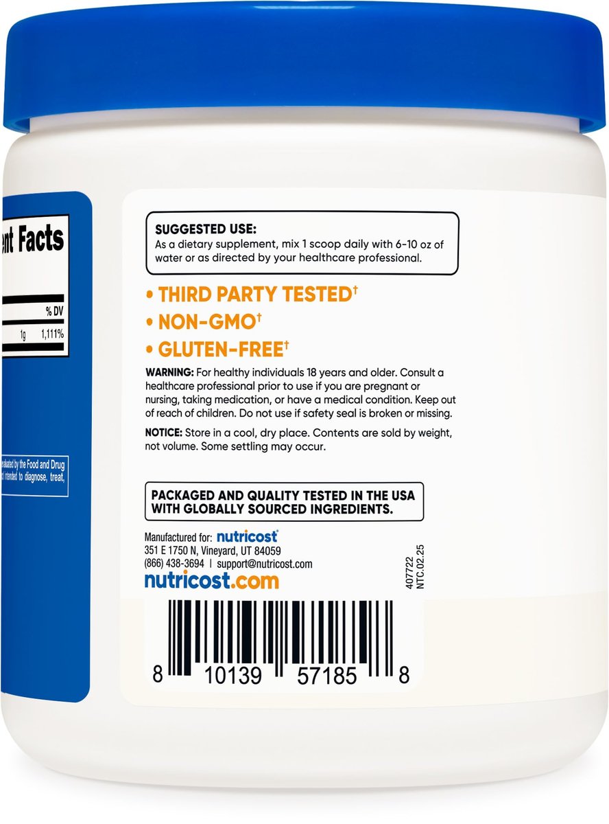 Nutricost Reine Ascorbinsäure Pulver (Vitamin C) 500g