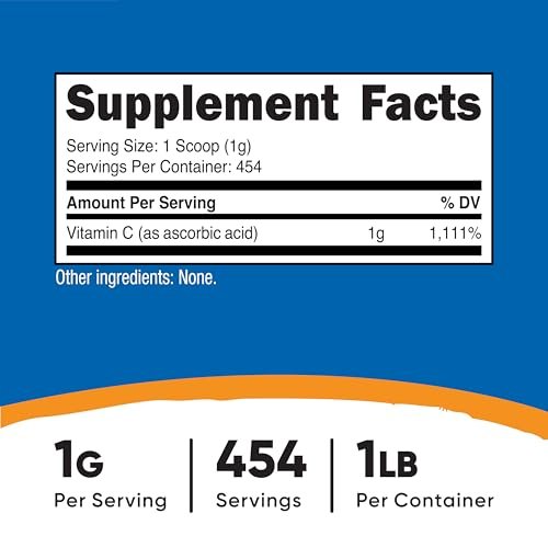 Nutricost Reine Ascorbinsäure Pulver (Vitamin C) 500g