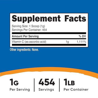 Nutricost Reine Ascorbinsäure Pulver (Vitamin C) 500g