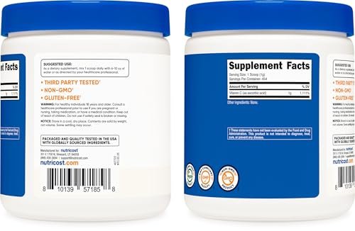 Nutricost Reine Ascorbinsäure Pulver (Vitamin C) 500g