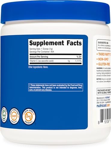 Nutricost Reine Ascorbinsäure Pulver (Vitamin C) 500g
