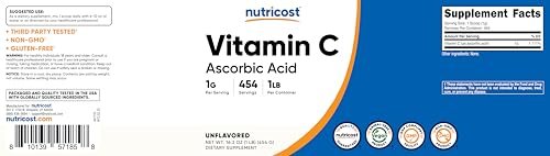 Nutricost Reine Ascorbinsäure Pulver (Vitamin C) 500g