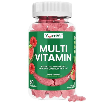 YUM-V'S Multivitamin Gummis für Erwachsene – Tägliches Vitamin für Frauen & Männer, Immununterstützung mit Vitamin A, C, D, E, B6, B12, Zink – 60 Gummis