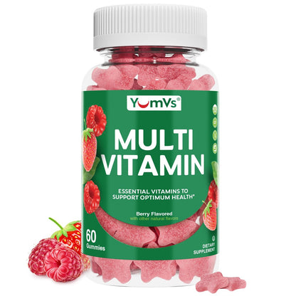 YUM-V'S Multivitamin Gummis für Erwachsene – Tägliches Vitamin für Frauen & Männer, Immununterstützung mit Vitamin A, C, D, E, B6, B12, Zink – 60 Gummis