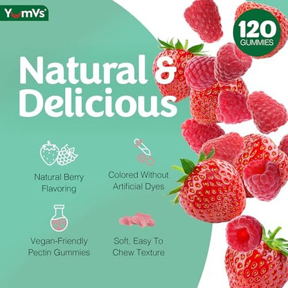 YUM-V'S Multivitamin Gummis für Erwachsene – Tägliches Vitamin für Frauen & Männer, Immununterstützung mit Vitamin A, C, D, E, B6, B12, Zink – 60 Gummis