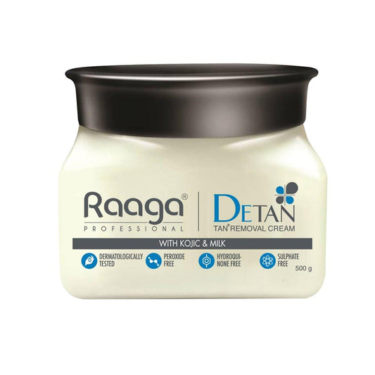 Raaga Professional De-Tan Cream – Reduziert Bräunung & Sonnenschäden – Mit Milchextrakt für hydratisierte, ebenmäßige Haut – Sanfte Formel für Gesicht & Körper – Für alle Hauttypen – 500 g