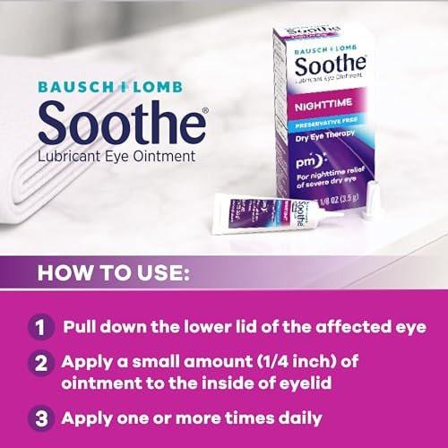Soothe Konservierungsmittelfreies Augensalbe, Nachtlinderung bei schweren trockenen & gereizten Augen, sanft für empfindliche Augen, 0,12 Fl Oz
