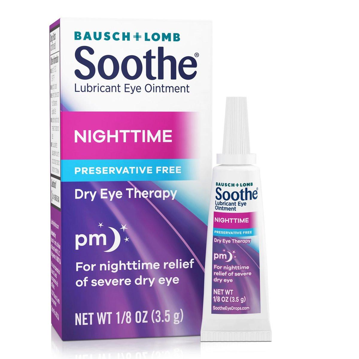 Soothe Konservierungsmittelfreies Augensalbe, Nachtlinderung bei schweren trockenen & gereizten Augen, sanft für empfindliche Augen, 0,12 Fl Oz