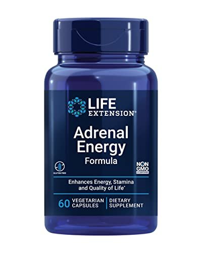 Life Extension Adrenal Energy Formula – Stressabbau mit heiligem Basilikum, Cordyceps, Bacopa und Ashwagandha, glutenfrei, nicht-GVO, vegetarisch, 60 Kapseln
