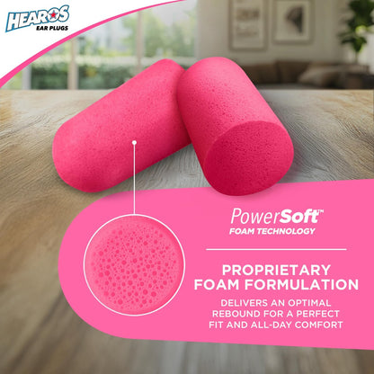 HEAROS Sleep Pretty in Pink – 56 Paar Ohrstöpsel, NRR 32, PU-Schaum, Petite-Größe, Rosa (5600)