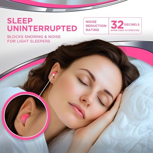 HEAROS Sleep Pretty in Pink – 56 Paar Ohrstöpsel, NRR 32, PU-Schaum, Petite-Größe, Rosa (5600)