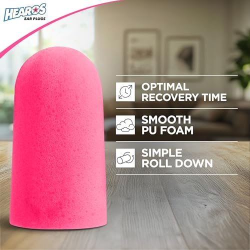 HEAROS Sleep Pretty in Pink – 56 Paar Ohrstöpsel, NRR 32, PU-Schaum, Petite-Größe, Rosa (5600)