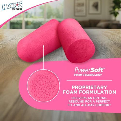 HEAROS Sleep Pretty in Pink – 56 Paar Ohrstöpsel, NRR 32, PU-Schaum, Petite-Größe, Rosa (5600)