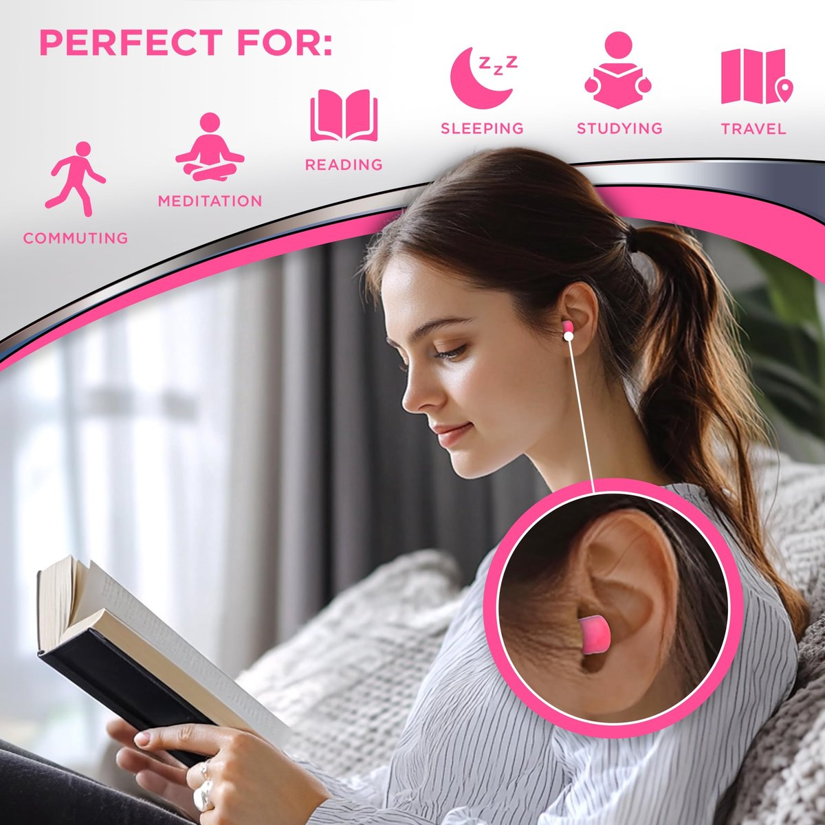 HEAROS Sleep Pretty in Pink – 56 Paar Ohrstöpsel, NRR 32, PU-Schaum, Petite-Größe, Rosa (5600)